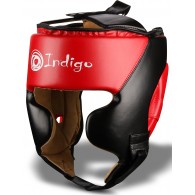 Шлем боксерский тренировочный INDIGO PU 250046 Черно-красный